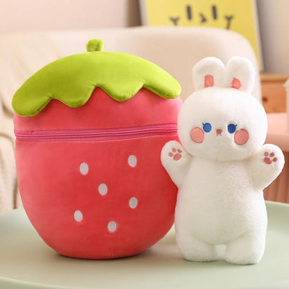 Peluche Kawaii Géante – Chat Taiyaki, Lapin Fraise &amp; Animaux Mignons | Coussin Doudou