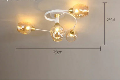 Plafonnier Design Magic Bean en Verre – Style Américain Moderne – 4 ou 6 Têtes