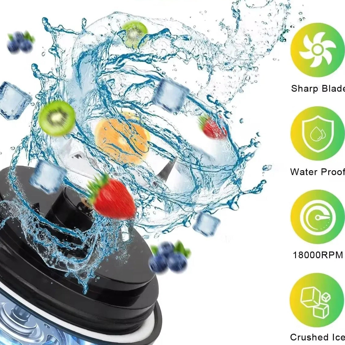 Blender Portable Mixeur Électrique – Smoothies &amp; Jus | Bouteille 500ml 4000mAh 180W