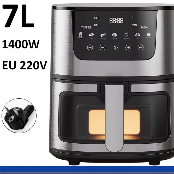 Friteuse à Air Chaud 7L – Sans Huile, Multifonction, Inox | 1400W