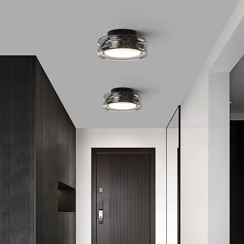 Plafonnier LED Nordique en Verre – Dimmable, Télécommande, Chrome ou Noir | Nordic Glass Ceiling Light