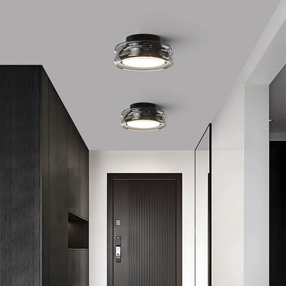 Plafonnier LED Nordique en Verre – Dimmable, Télécommande, Chrome ou Noir | Nordic Glass Ceiling Light