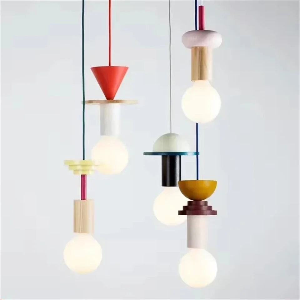 Suspension Bois Style Nordique – LED E27 Dimmable – 8 Formes – Salon, Chambre &amp; Restaurant