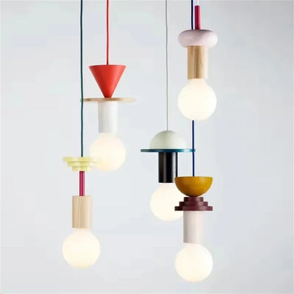 Suspension Bois Style Nordique – LED E27 Dimmable – 8 Formes – Salon, Chambre &amp; Restaurant