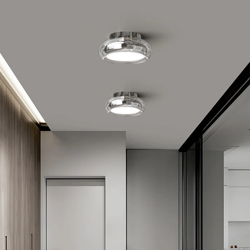 Plafonnier LED Nordique en Verre – Dimmable, Télécommande, Chrome ou Noir | Nordic Glass Ceiling Light