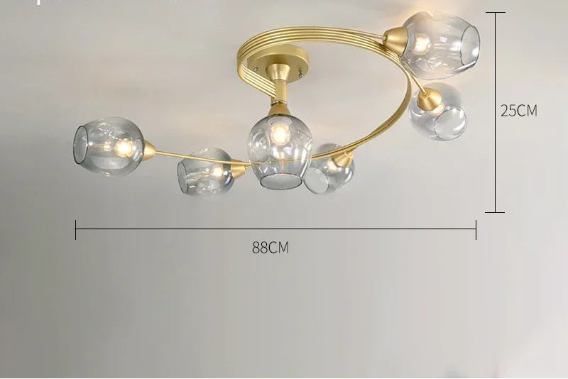 Plafonnier Design Magic Bean en Verre – Style Américain Moderne – 4 ou 6 Têtes