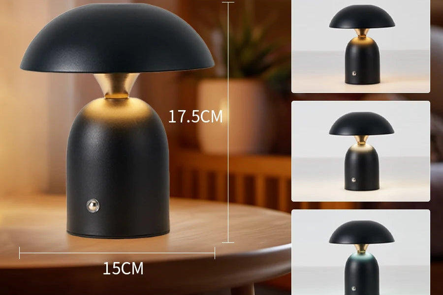 Lampe de Bureau Champignon LED – Tactile, Rechargeable &amp; Dimmable – Style Nordique