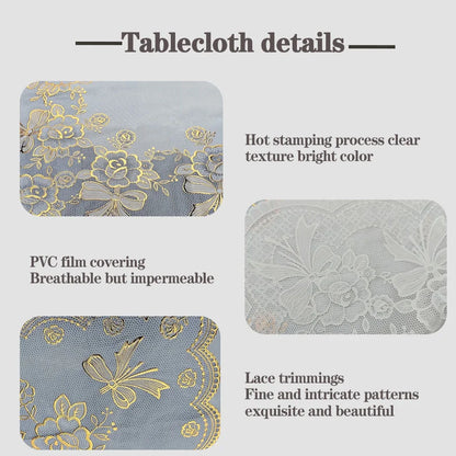 Nappe Rectangulaire PVC Dentelle 🍽️ | Imperméable &amp; Anti-Taches – Style Européen – 90,5x140 cm
