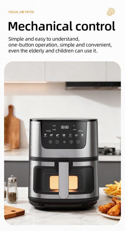 Friteuse à Air Visuelle 7L DIVEDEER – 1400W, Multifonction, Sans Huile