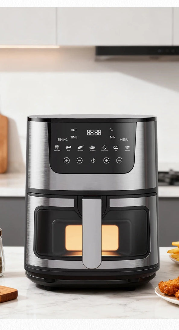 Friteuse à Air Chaud 7L – Sans Huile, Multifonction, Inox | 1400W