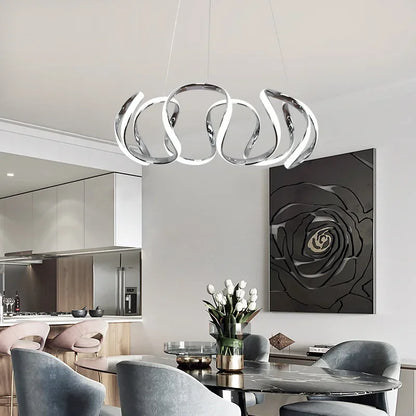 Lustre LED Suspendu Style Nordique – Design Art – Or, Noir ou Chrome – Dimmable Télécommande – Salon &amp; Cuisine