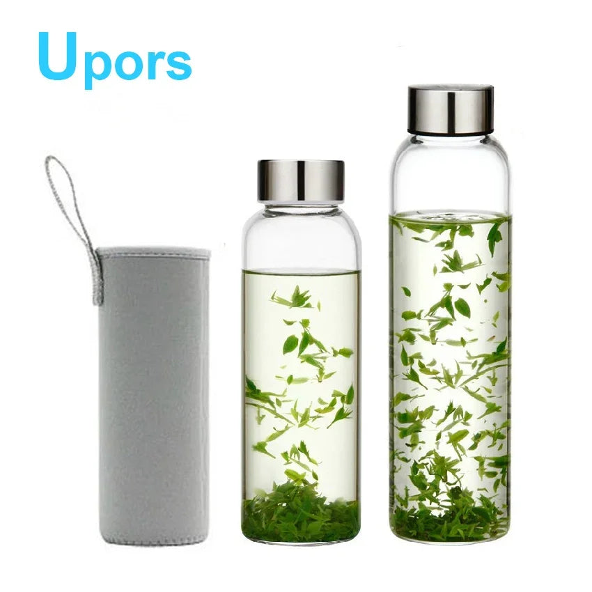 Bouteille en Verre Sport Upors – 360ml / 550ml, Portable, Anti‑Fuite, Style Transparent