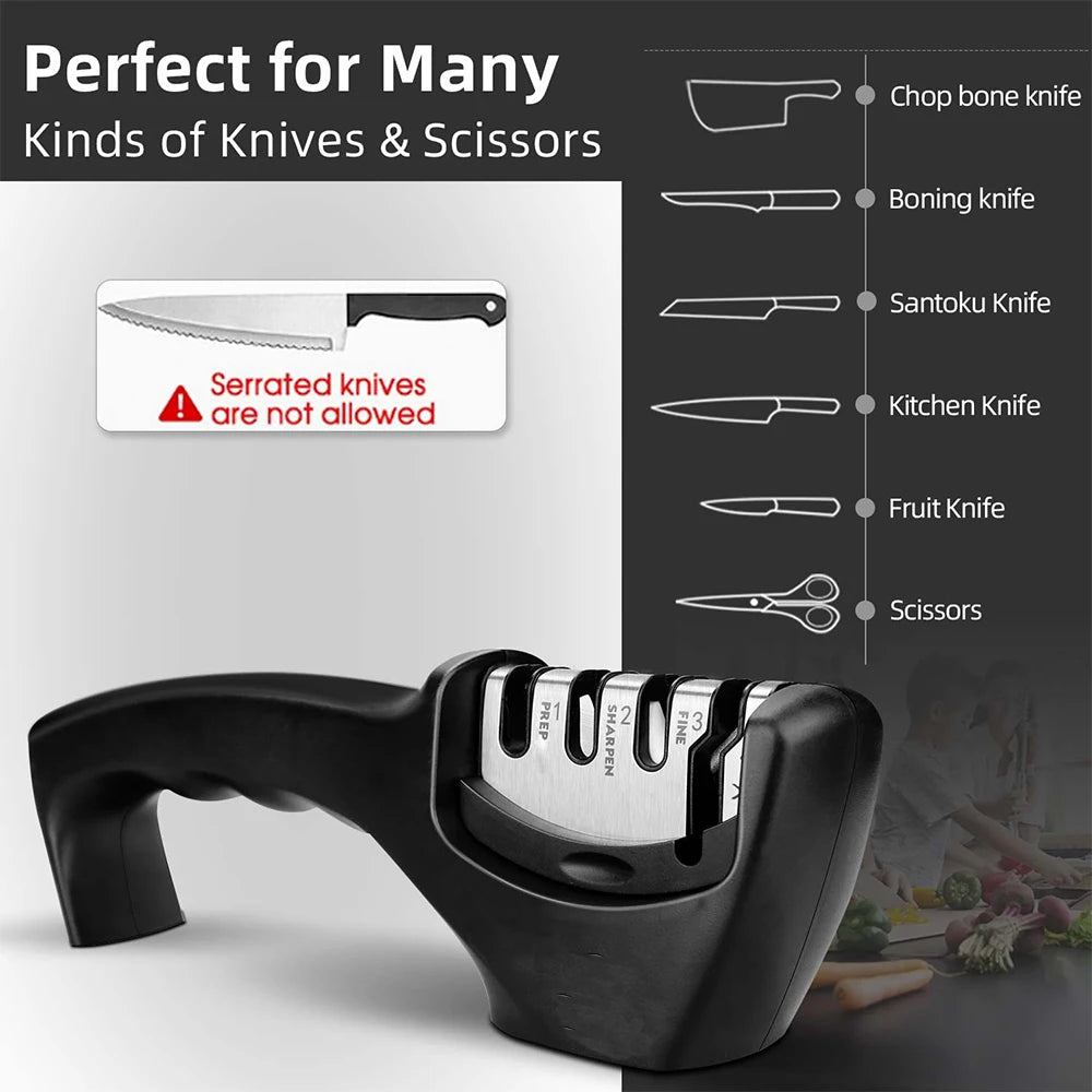 Aiguiseur de Couteaux Professionnel – 3 ou 4 Étapes, Diamond/Céramique/Tungstène