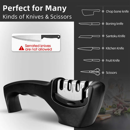 Aiguiseur de Couteaux Professionnel – 3 ou 4 Étapes, Diamond/Céramique/Tungstène