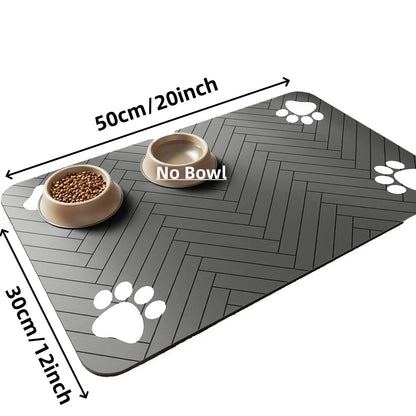 Tapis de Gamelle Absorbant pour Chien &amp; Chat 🐾 – Antidérapant &amp; Séchage Rapide