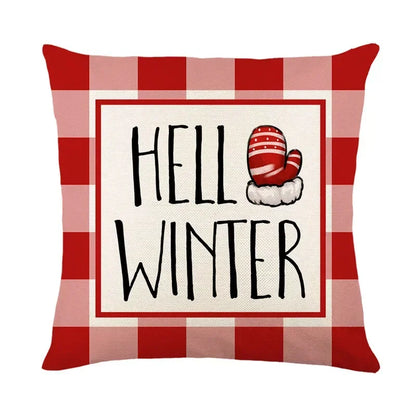 Housse de Coussin Noël ❄️🦨 | Flocons &amp; Cerfs – Décoration Fêtes &amp; Canapé