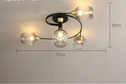 Plafonnier Design Magic Bean en Verre – Style Américain Moderne – 4 ou 6 Têtes