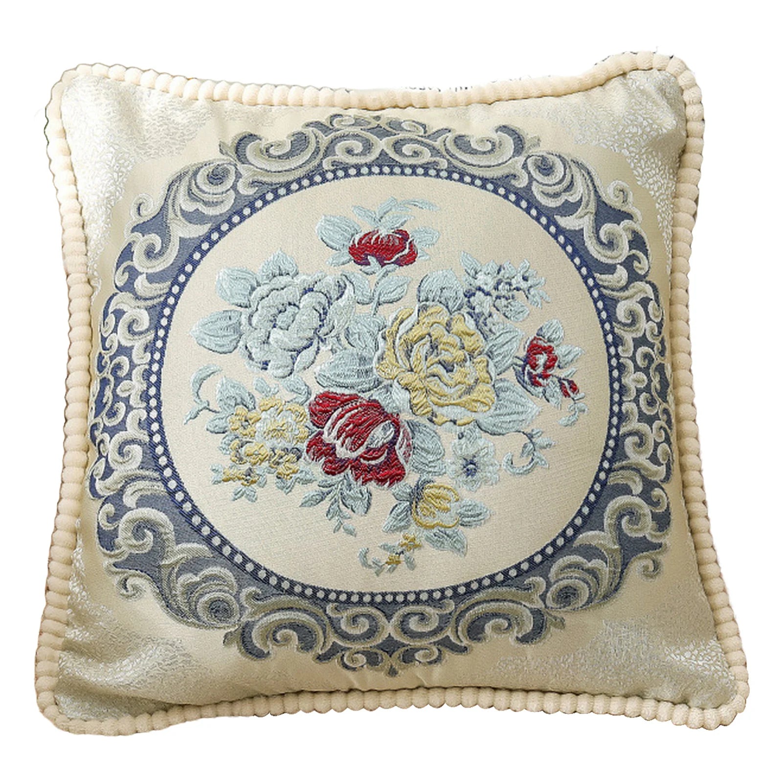 Housse de Coussin Décorative Jacquard 🌸 | Motifs Brodés – Douce &amp; Lavable