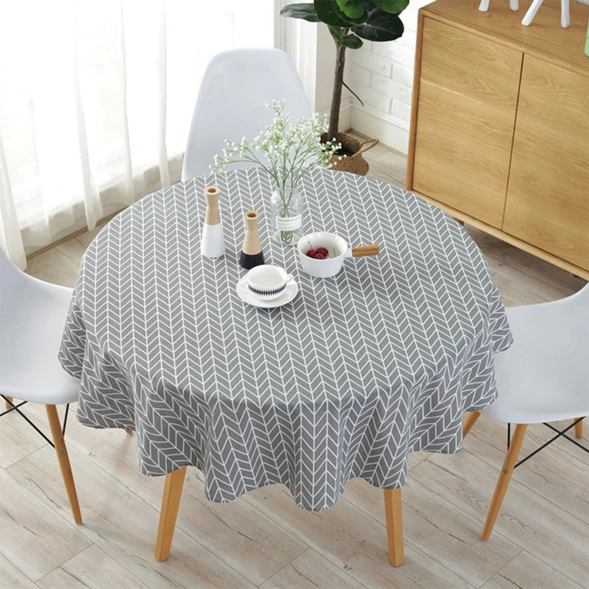 Nappe Ronde Nordique 🌿 | Coton Lin Lavable – 4 Coloris – 120 &amp; 150 cm – Mariage, Fêtes