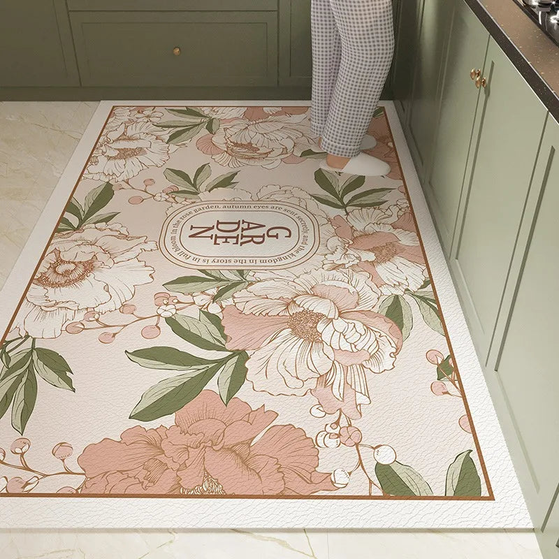 Tapis de Cuisine PVC Floral 🌸 | Imperméable &amp; Antidérapant – 5 Coloris – 19 Tailles