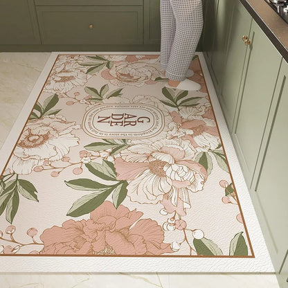 Tapis de Cuisine PVC Floral 🌸 | Imperméable &amp; Antidérapant – 5 Coloris – 19 Tailles