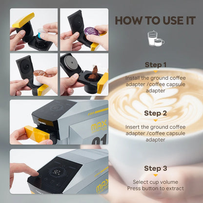 Machine à Café Capsules 4-en-1 Capadeli – Compatible Nespresso, DG, K-Cup &amp; Café Moulu