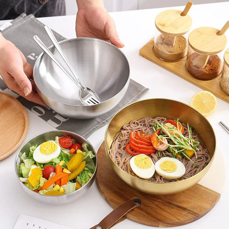 Bol en Inox Doré &amp; Argenté – Style Coréen | 15, 20 ou 25 cm