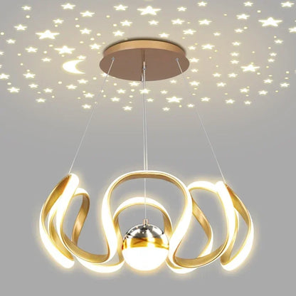 Lustre LED Suspendu Style Nordique – Design Art – Or, Noir ou Chrome – Dimmable Télécommande – Salon &amp; Cuisine