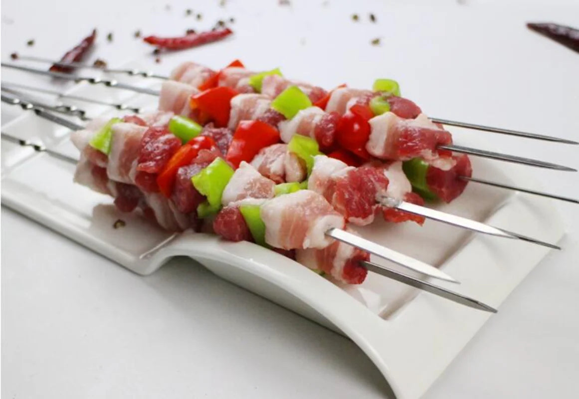 Brochettes Inox Réutilisables – Barbecue, Grill &amp; Camping (10/15/20 pièces + Tube)