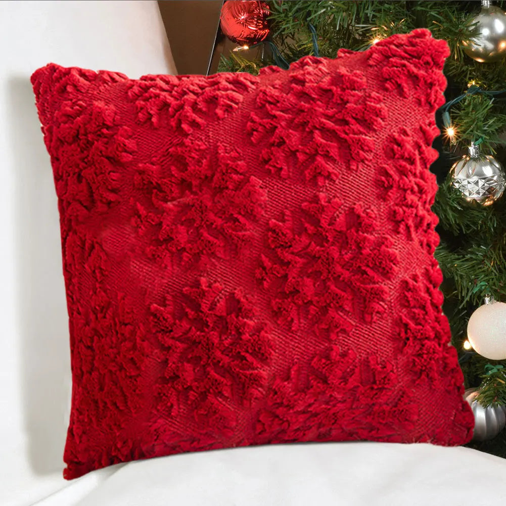 Housse de Coussin Noël 🎄 | Peluche Douce 45x45 cm – Arbre, Renne – Déco Fêtes