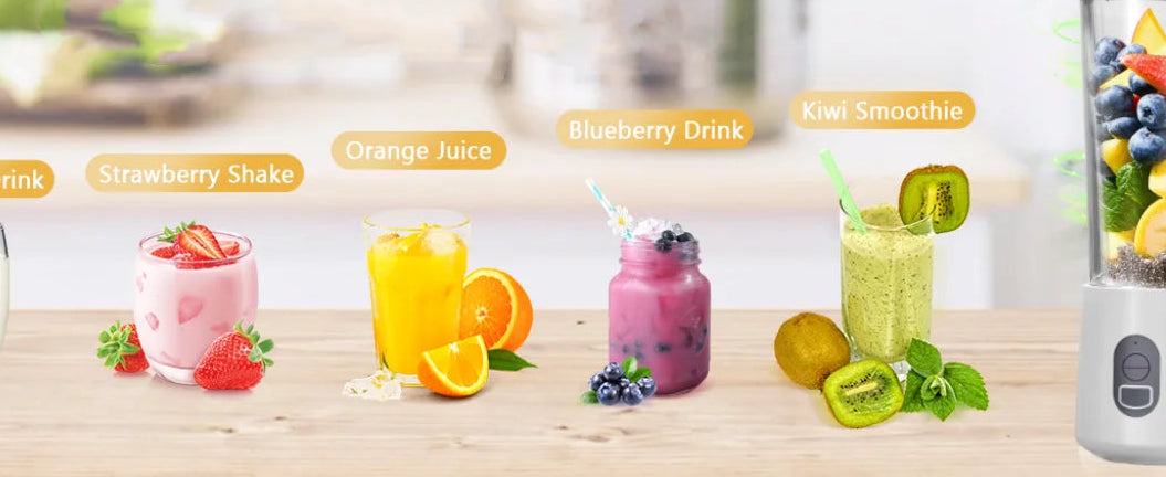 Blender Portable Mixeur Électrique – Smoothies &amp; Jus | Bouteille 500ml 4000mAh 180W