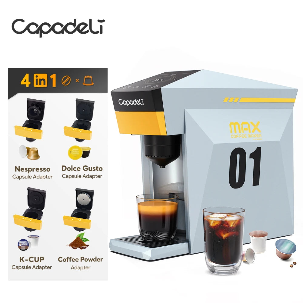 Machine à Café Capsules 4-en-1 Capadeli – Compatible Nespresso, DG, K-Cup &amp; Café Moulu