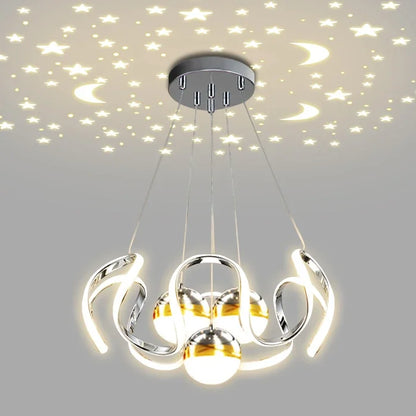Lustre LED Suspendu Style Nordique – Design Art – Or, Noir ou Chrome – Dimmable Télécommande – Salon &amp; Cuisine