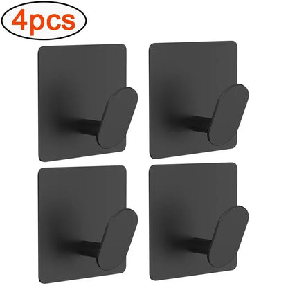 Crochets Muraux Inox Adhésif 🪩 | Sans Perçage – Noir ou Argenté – Pack 1, 2 ou 4 pcs