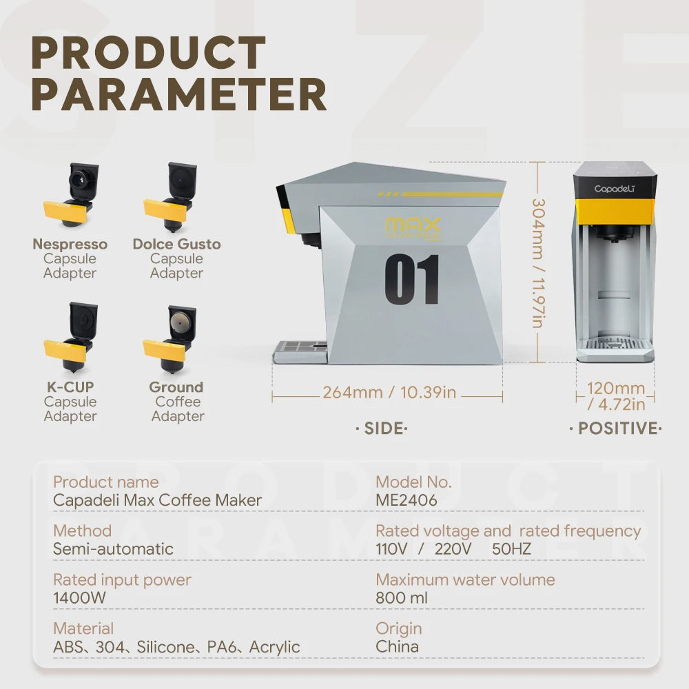 Machine à Café Capsules 4-en-1 Capadeli – Compatible Nespresso, DG, K-Cup &amp; Café Moulu