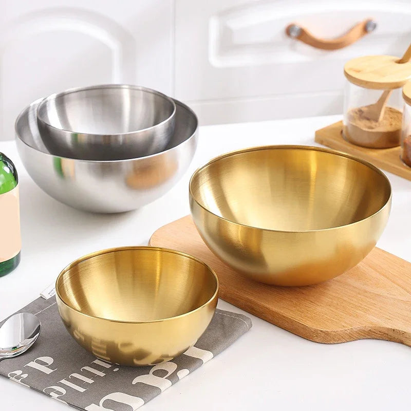 Bol en Inox Doré &amp; Argenté – Style Coréen | 15, 20 ou 25 cm
