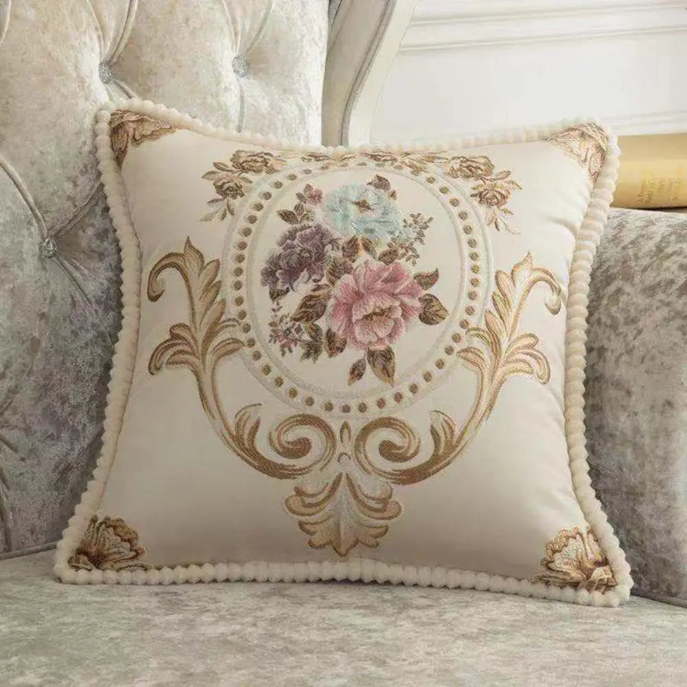 Housse de Coussin Décorative Jacquard 🌸 | Motifs Brodés – Douce &amp; Lavable