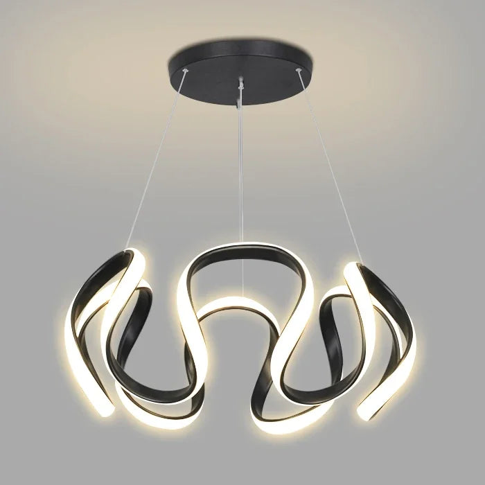 Lustre LED Suspendu Style Nordique – Design Art – Or, Noir ou Chrome – Dimmable Télécommande – Salon &amp; Cuisine