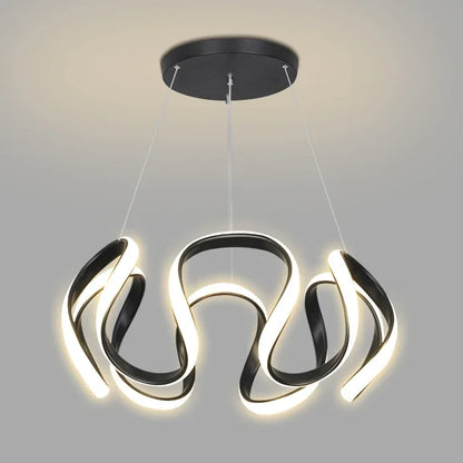 Lustre LED Suspendu Style Nordique – Design Art – Or, Noir ou Chrome – Dimmable Télécommande – Salon &amp; Cuisine