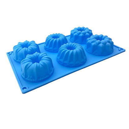 Moule Silicone 6 Cavités 🎂 | Fleur, Spirale &amp; Tour – Rose ou Bleu – Pâtisserie &amp; Savon