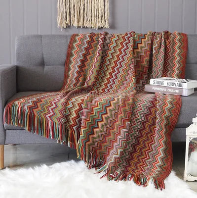 Plaid Boho Aztec – Couverture &amp; Jeté de Canapé – Multi Tailles
