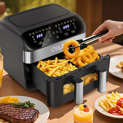 Friteuse à Air Double Zone 10L 🍟 | 2400W – 8 Modes – Écran Tactile LED – Sans Huile