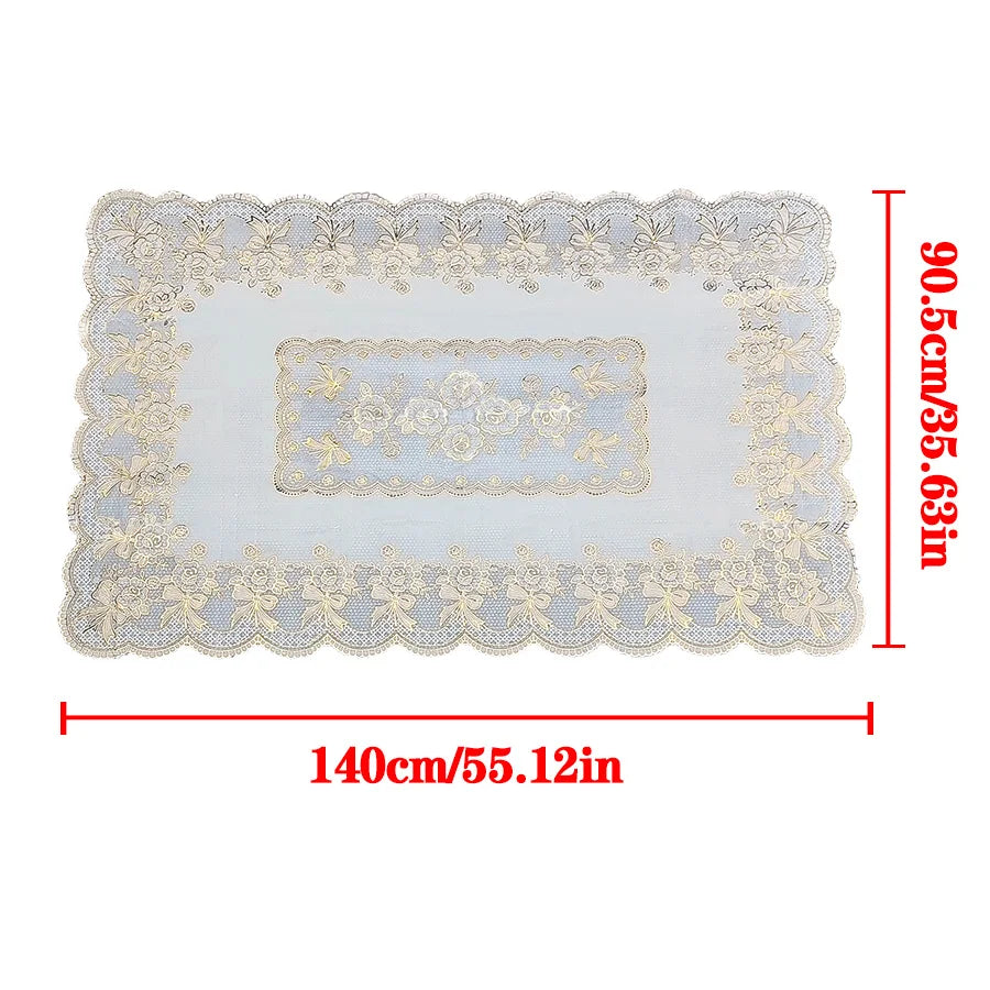 Nappe Rectangulaire PVC Dentelle 🍽️ | Imperméable &amp; Anti-Taches – Style Européen – 90,5x140 cm