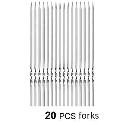 Brochettes Inox Réutilisables – Barbecue, Grill &amp; Camping (10/15/20 pièces + Tube)