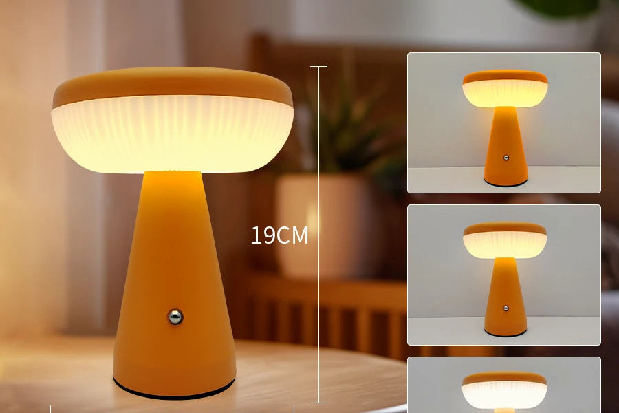 Lampe de Bureau Champignon LED – Tactile, Rechargeable &amp; Dimmable – Style Nordique