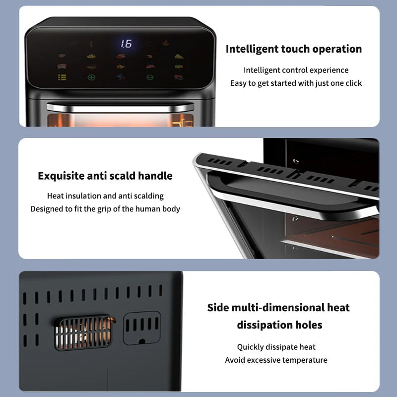 Friteuse à Air 10L – Grande Capacité, Cuisson 360°, Sans Huile, Multifonction