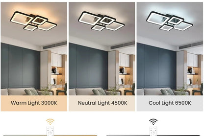 Plafonnier LED 54W avec Télécommande – Lumière Tricolore Dimmable – Salon, Chambre &amp; Cuisine
