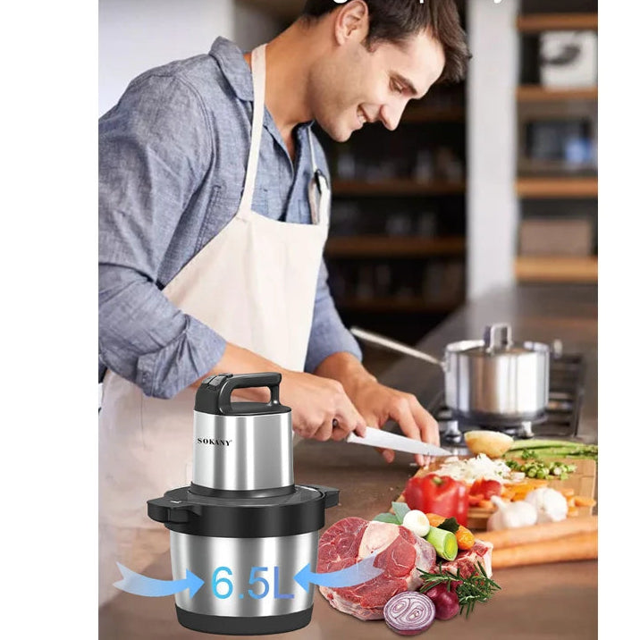 Hachoir à Viande Électrique 3 Vitesses – Inox, Mixeur Multifonction Légumes &amp; Viande, 2L