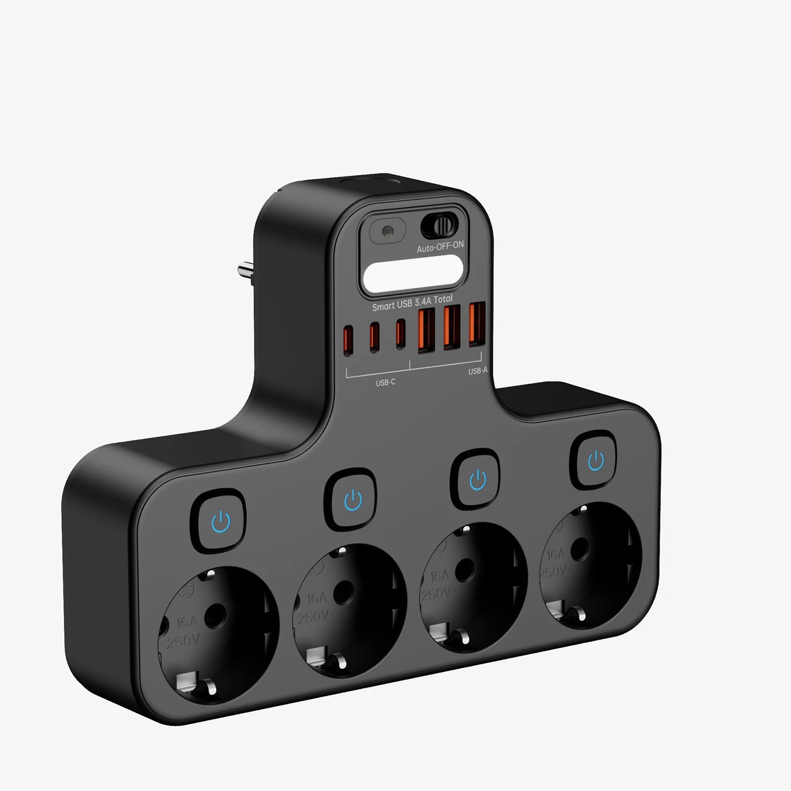 Multiprise EU Multifonction 4000W – 4 Prises, 4 USB, Veilleuse &amp; Support Téléphone