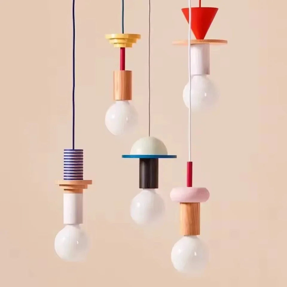Suspension Bois Style Nordique – LED E27 Dimmable – 8 Formes – Salon, Chambre &amp; Restaurant